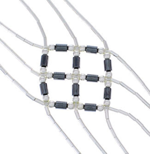 Hematite & Liquid Sterling Silver Basket Weave Bracelet LS179H